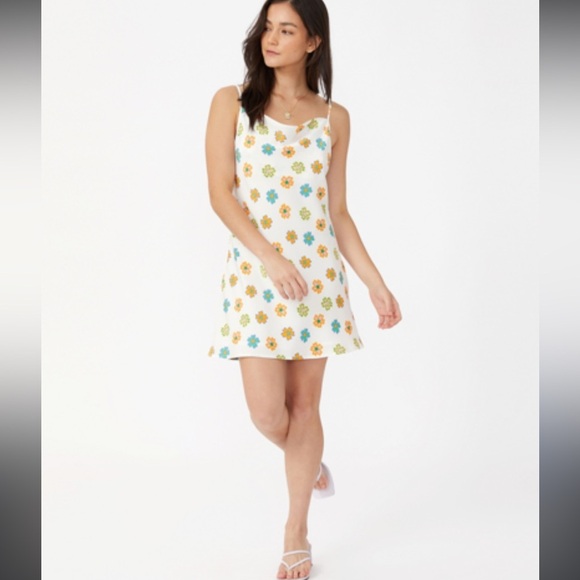 NWT Cotton On Santorini Floral Cowl Neck Mini Dress Size Small - Picture 1 of 11